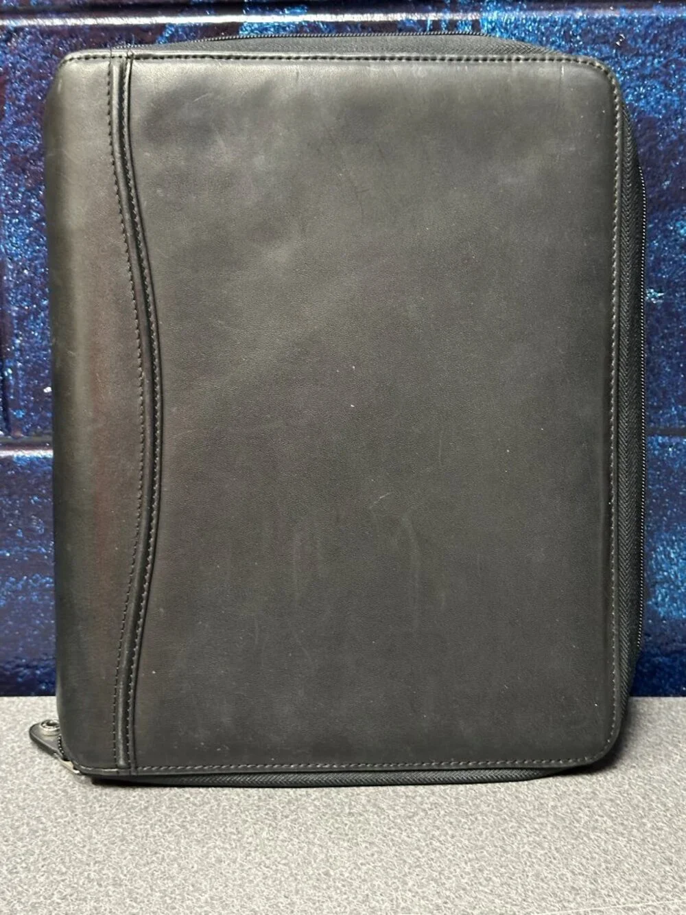 Franklin Covey Vintage Leather 7 Ring Binder Organizer Personal Planner Black